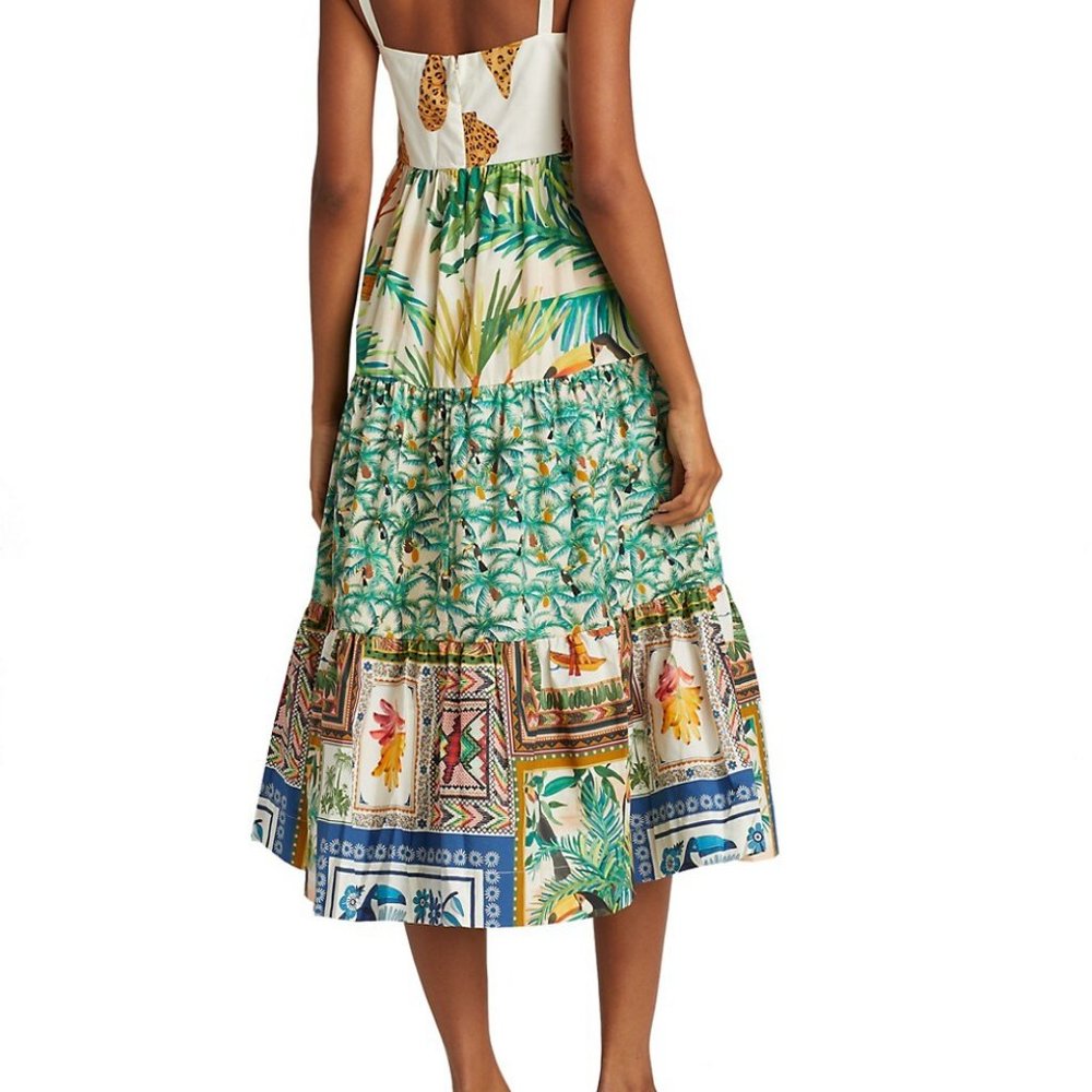 Farm Rio Mixed Print Bow Top Midi Dress - Picture 3 of 3